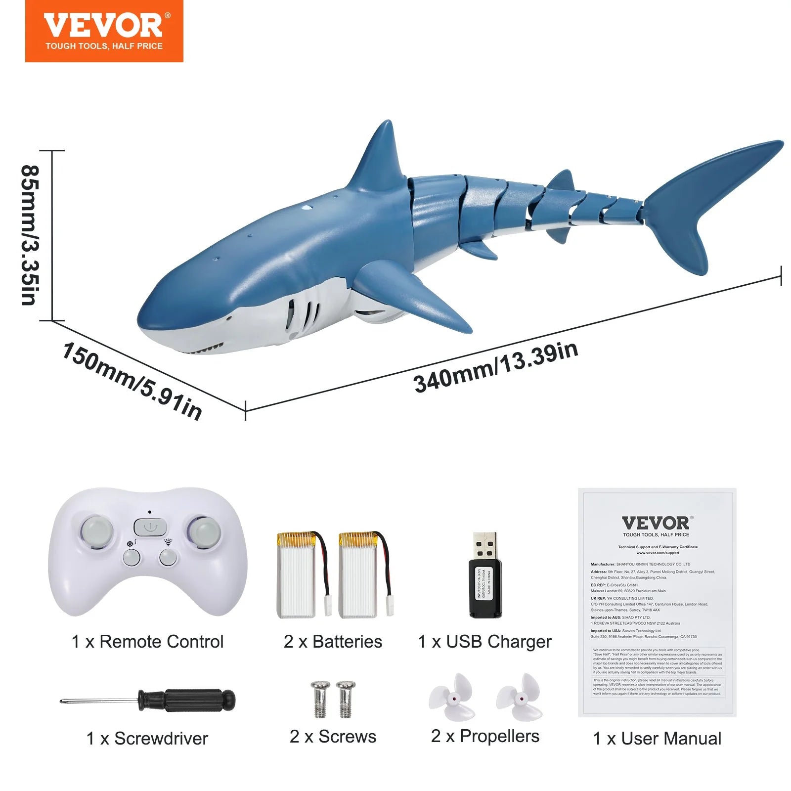 VEVOR High-Speed Remote Control Shark Boat - Fun for Kids & Adults!