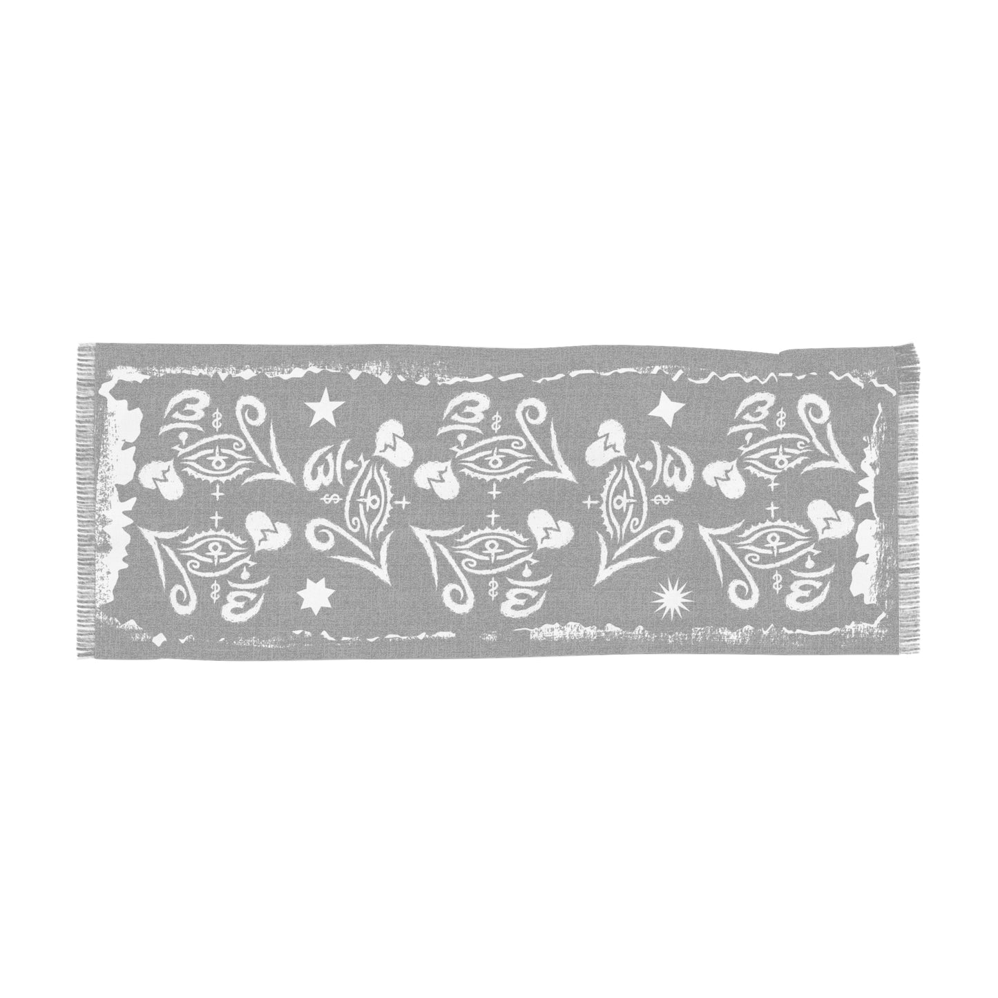 "Eye of 67" Motif Bandana Pattern Scarf | Black and White