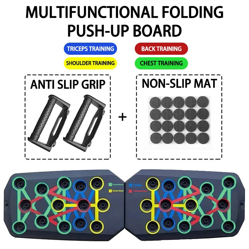 Foldable Push-Up Board System – Portable 20-in-1 Multifunctional Fitness Trainer for Chest, Arms, Back & Core Workouts