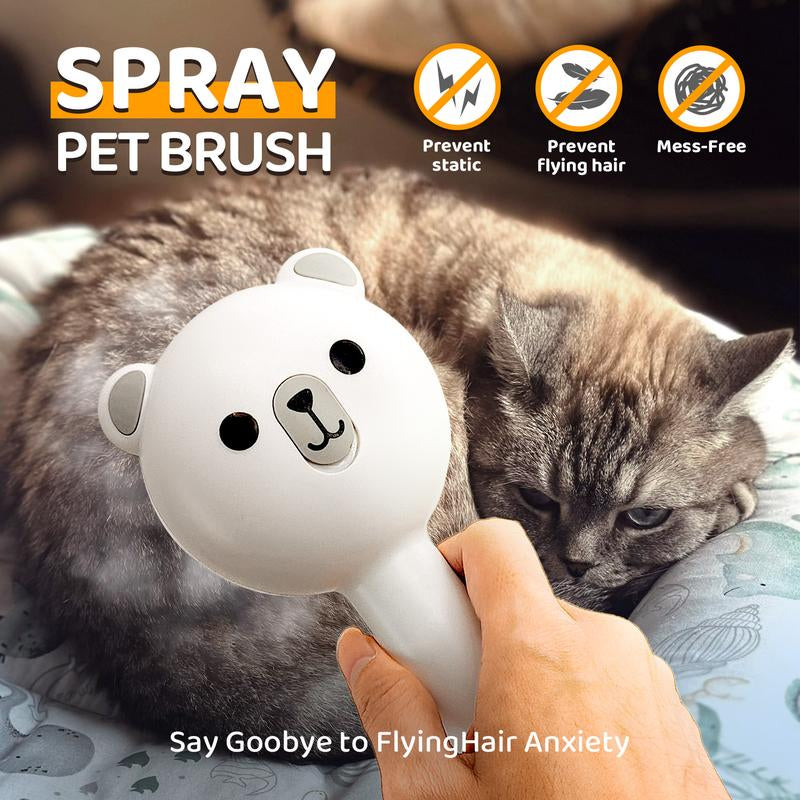 Cat Steam Brush, Self Cleaning Pet Spray Hair Removal Comb with Release Button, 3 in 1 Cat Brush for Indoor Cats, Waterproof Pet Grooming Brush for Long Short Haired Dogs Cats