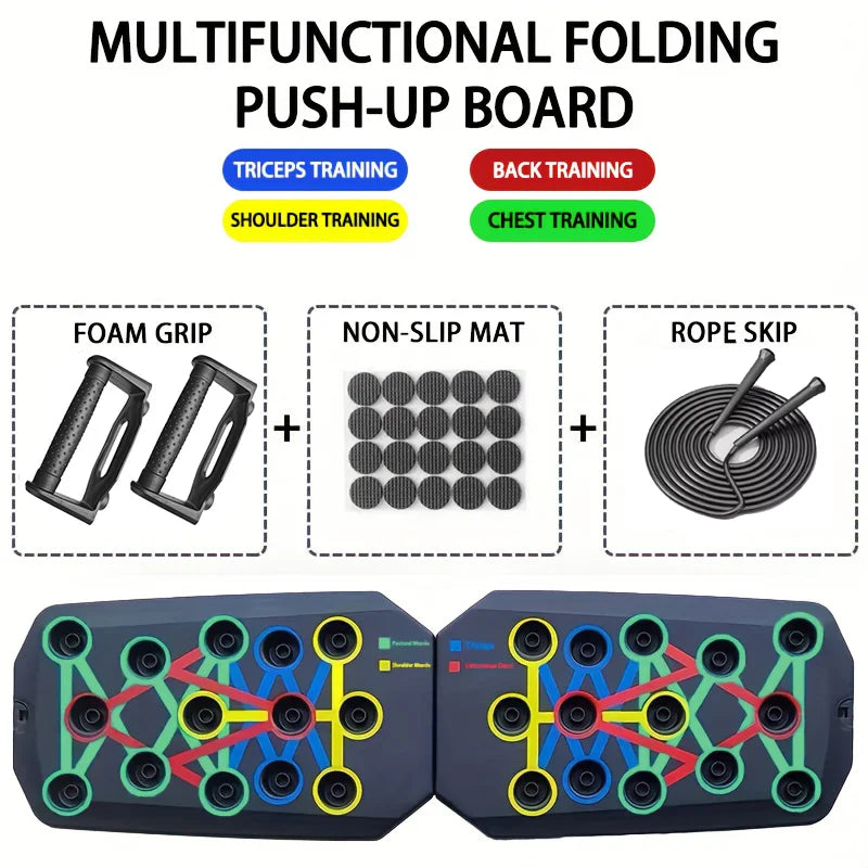 Foldable Push-Up Board System – Portable 20-in-1 Multifunctional Fitness Trainer for Chest, Arms, Back & Core Workouts