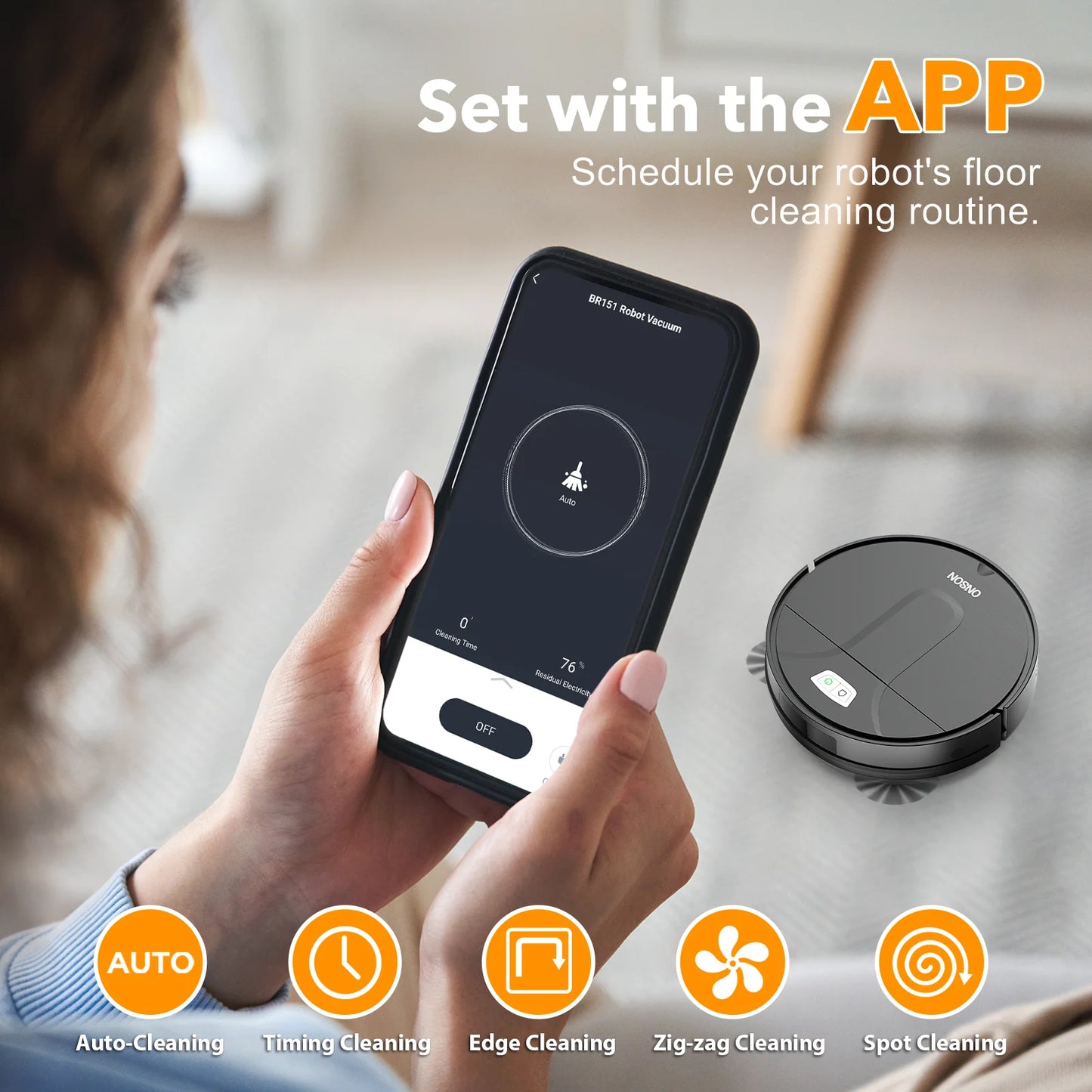 ONSON Robot Vacuum Cleaner - Experience Effortless Cleaning with 3500Pa Suction Power, Smart App Control, and Alexa Compatibility for Your Hard Floors