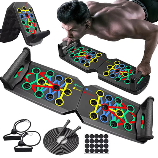Foldable Push-Up Board System – Portable 20-in-1 Multifunctional Fitness Trainer for Chest, Arms, Back & Core Workouts