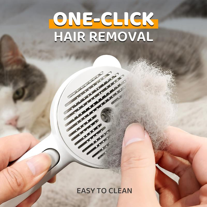 Cat Steam Brush, Self Cleaning Pet Spray Hair Removal Comb with Release Button, 3 in 1 Cat Brush for Indoor Cats, Waterproof Pet Grooming Brush for Long Short Haired Dogs Cats