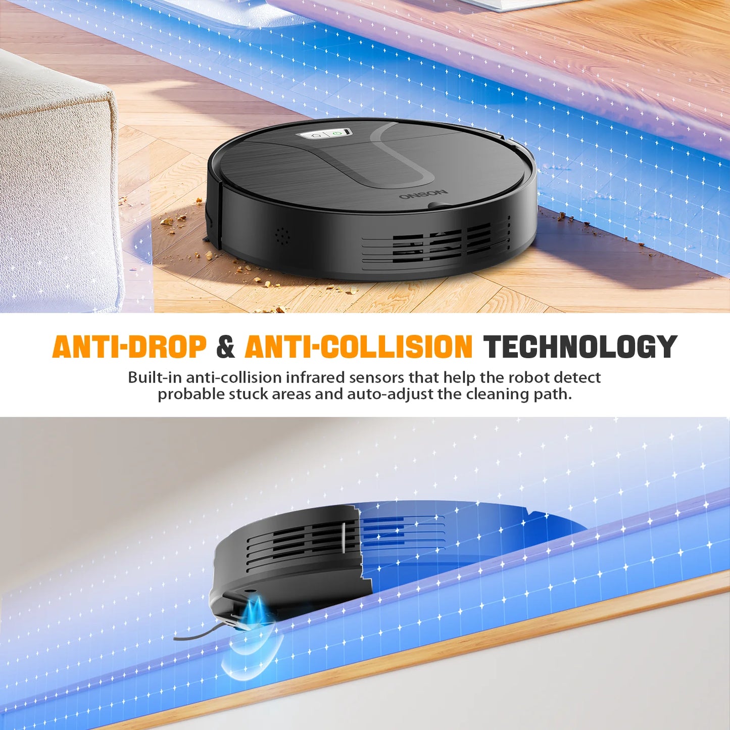 ONSON Robot Vacuum Cleaner - Experience Effortless Cleaning with 3500Pa Suction Power, Smart App Control, and Alexa Compatibility for Your Hard Floors
