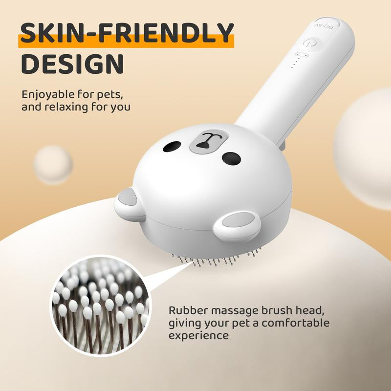 Cat Steam Brush, Self Cleaning Pet Spray Hair Removal Comb with Release Button, 3 in 1 Cat Brush for Indoor Cats, Waterproof Pet Grooming Brush for Long Short Haired Dogs Cats