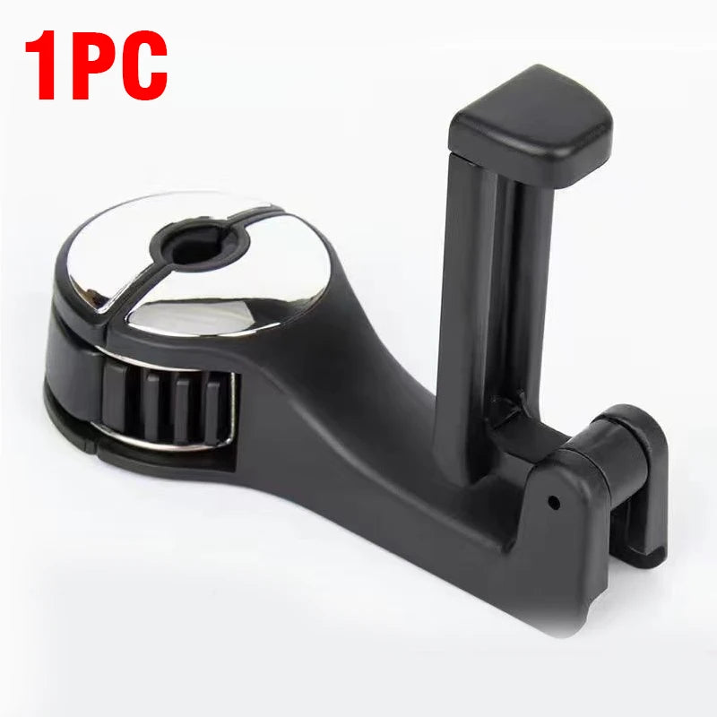 1Pc Car Seat Back Hook with Phone Holder – 360° Rotating Headrest Hanger for Bags, Clothes, Umbrellas & More