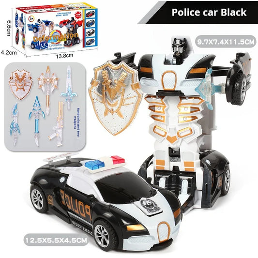 Transforming Police Car Toy for Kids - Inertia Impact & One-Button Deformation Fun!
