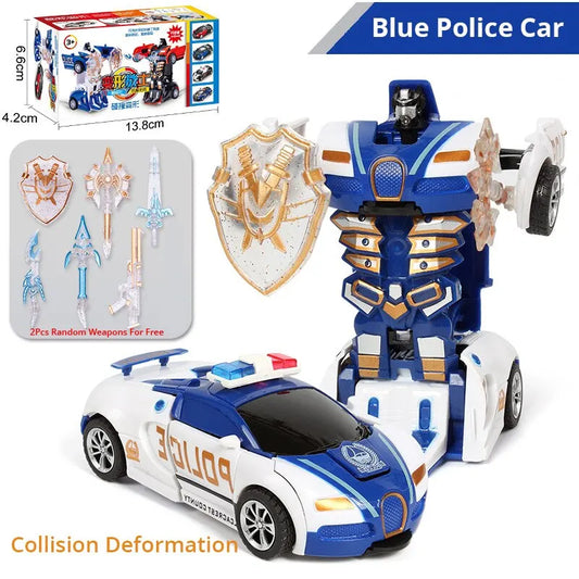 Transforming Police Car Toy for Kids - Inertia Impact & One-Button Deformation Fun!