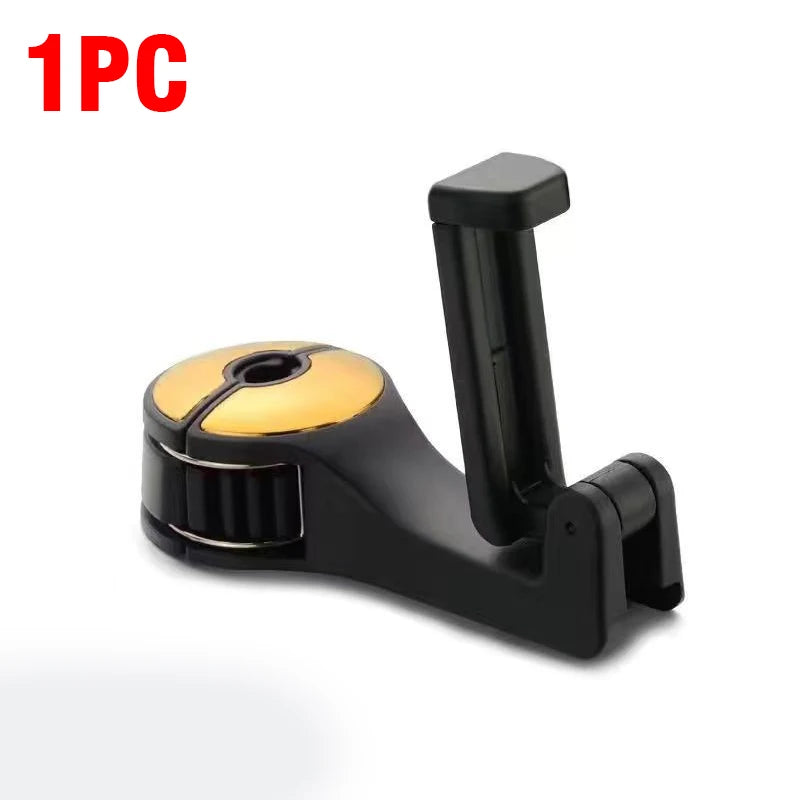 1Pc Car Seat Back Hook with Phone Holder – 360° Rotating Headrest Hanger for Bags, Clothes, Umbrellas & More