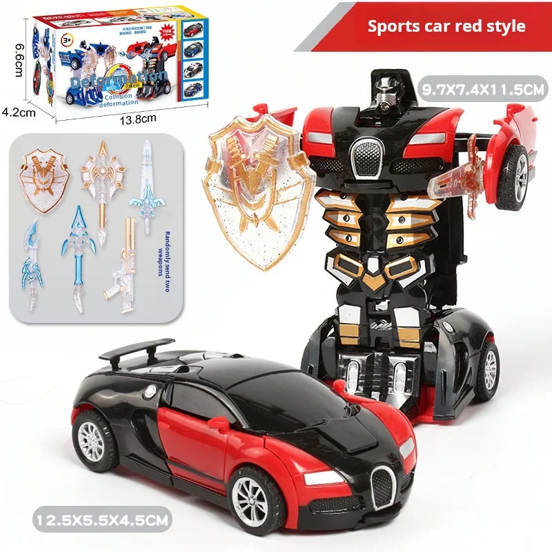 Transforming Police Car Toy for Kids - Inertia Impact & One-Button Deformation Fun!
