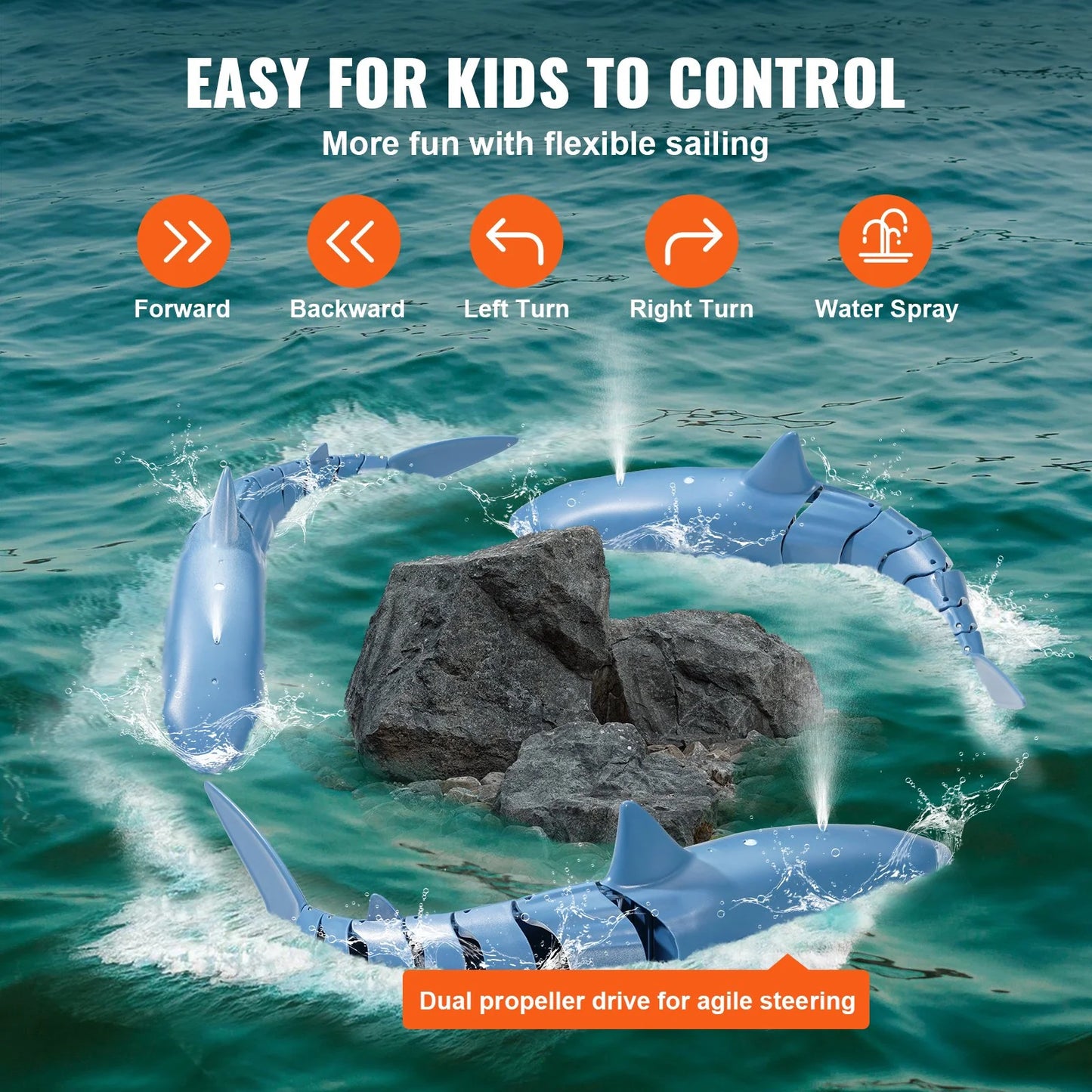 VEVOR High-Speed Remote Control Shark Boat - Fun for Kids & Adults!