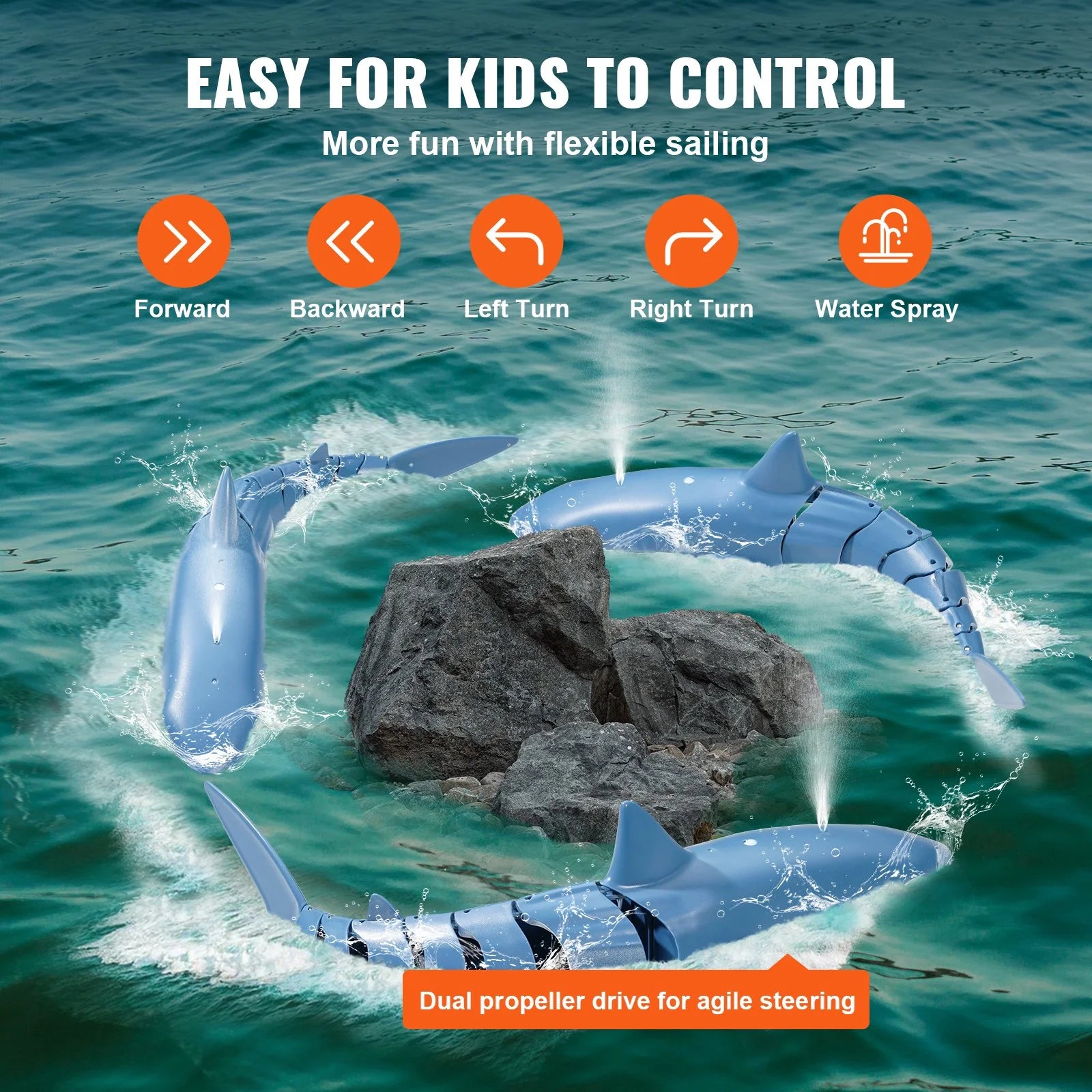 VEVOR High-Speed Remote Control Shark Boat - Fun for Kids & Adults!