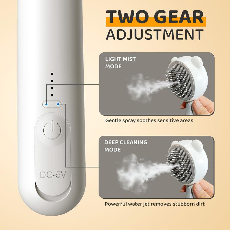 Cat Steam Brush, Self Cleaning Pet Spray Hair Removal Comb with Release Button, 3 in 1 Cat Brush for Indoor Cats, Waterproof Pet Grooming Brush for Long Short Haired Dogs Cats