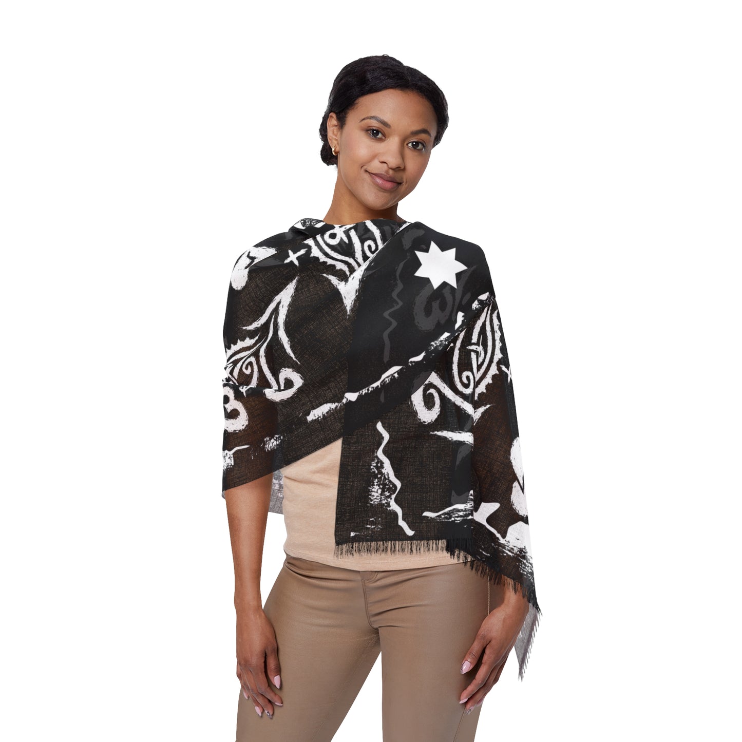 "Eye of 67" Motif Bandana Pattern Scarf | Black and White