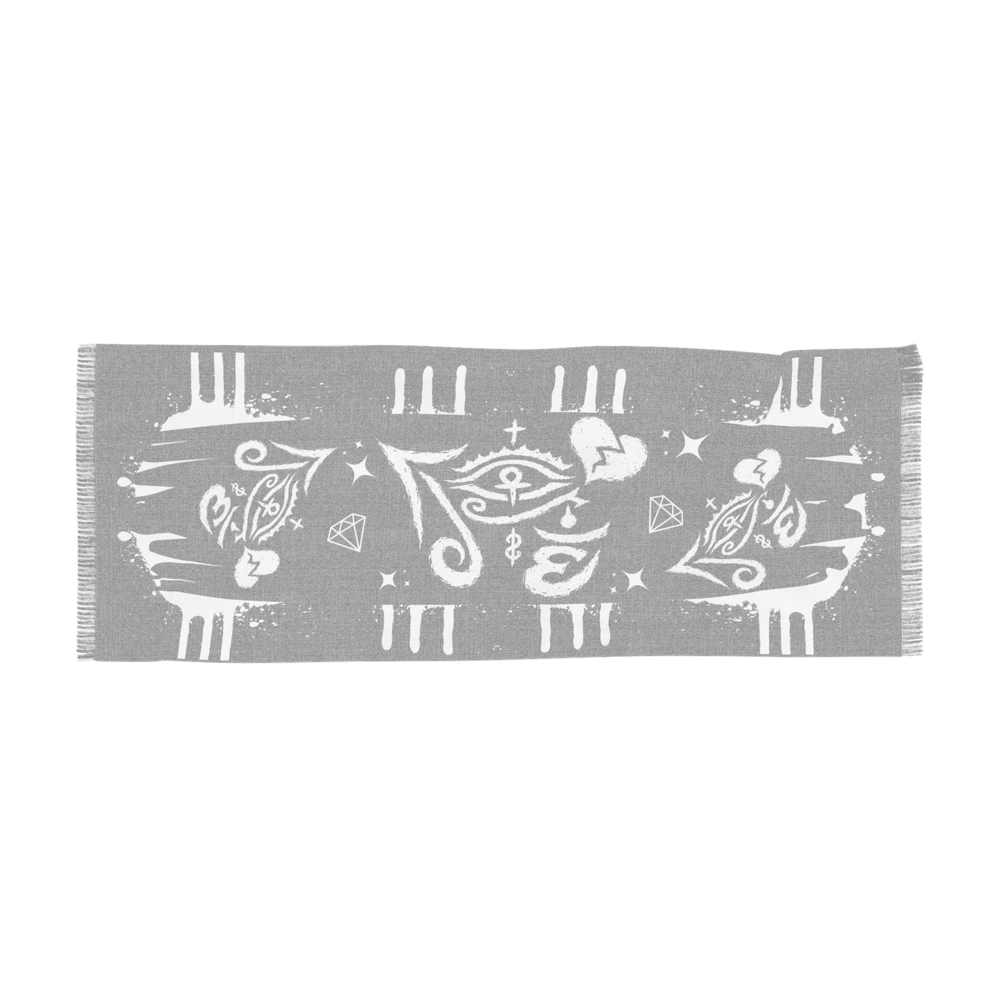 "Eye of 67" Motif Bandana Drip Strip Scarf | Black and White
