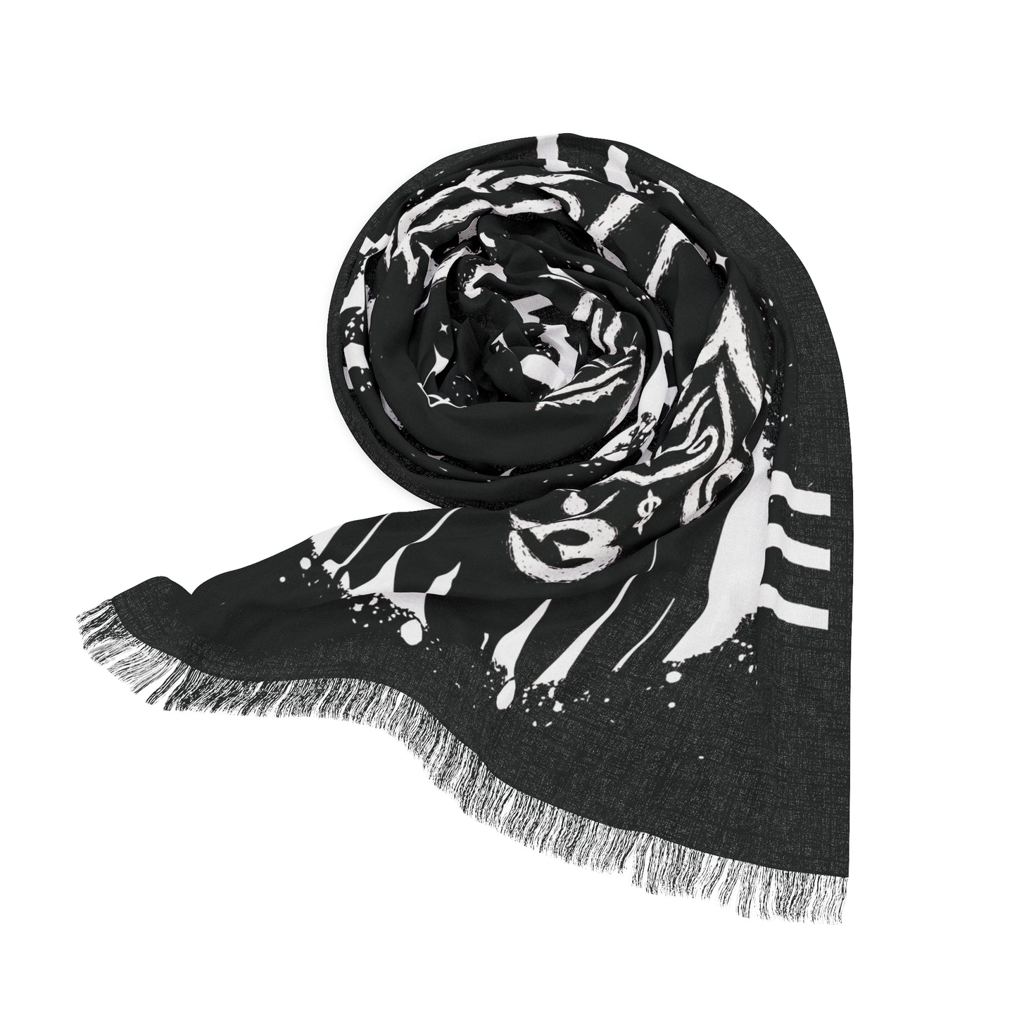 "Eye of 67" Motif Bandana Drip Strip Scarf | Black and White