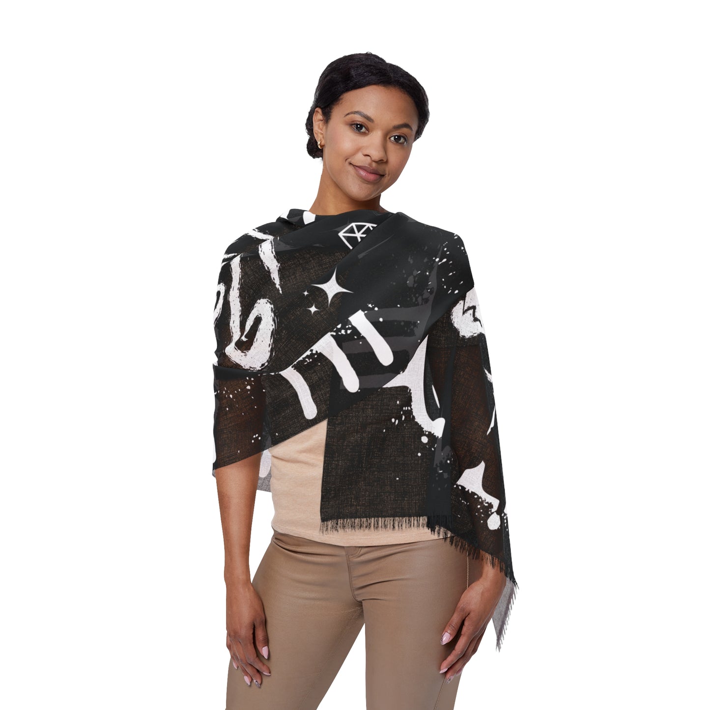 "Eye of 67" Motif Bandana Drip Strip Scarf | Black and White