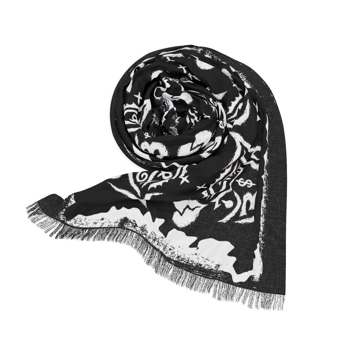 "Eye of 67" Motif Bandana Pattern Scarf | Black and White