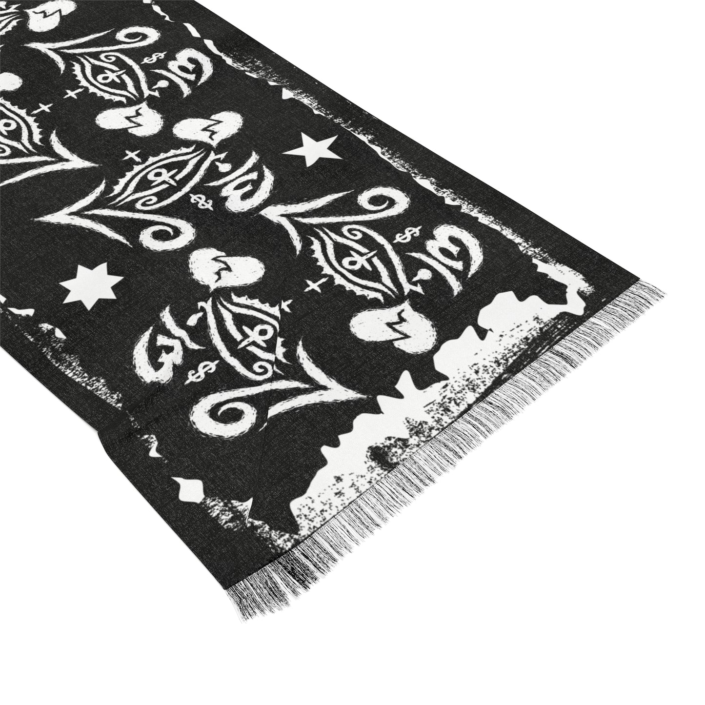 "Eye of 67" Motif Bandana Pattern Scarf | Black and White