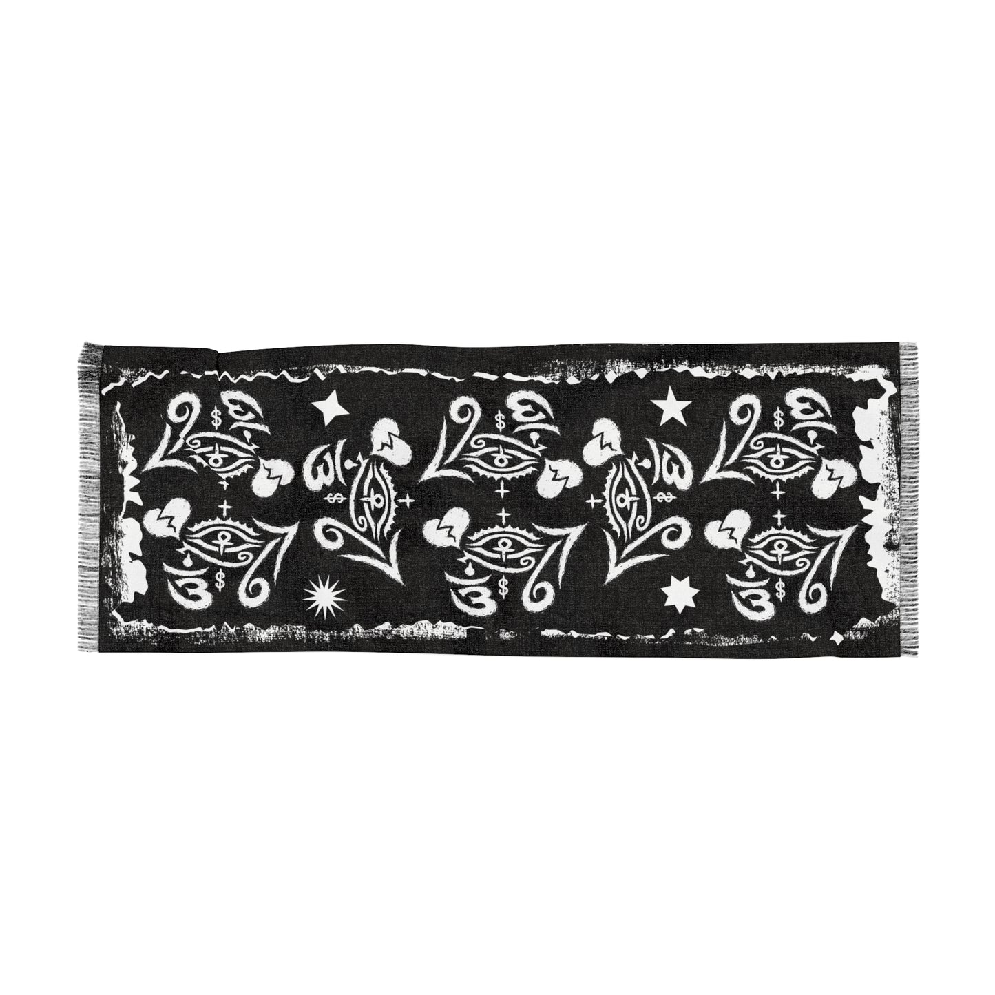 "Eye of 67" Motif Bandana Pattern Scarf | Black and White