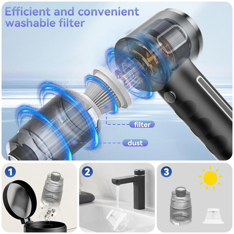 4-in-1 Wireless Handheld Car Vacuum Cleaner – High-Power Suction, Mini Portable Dust & Pet Hair Remover