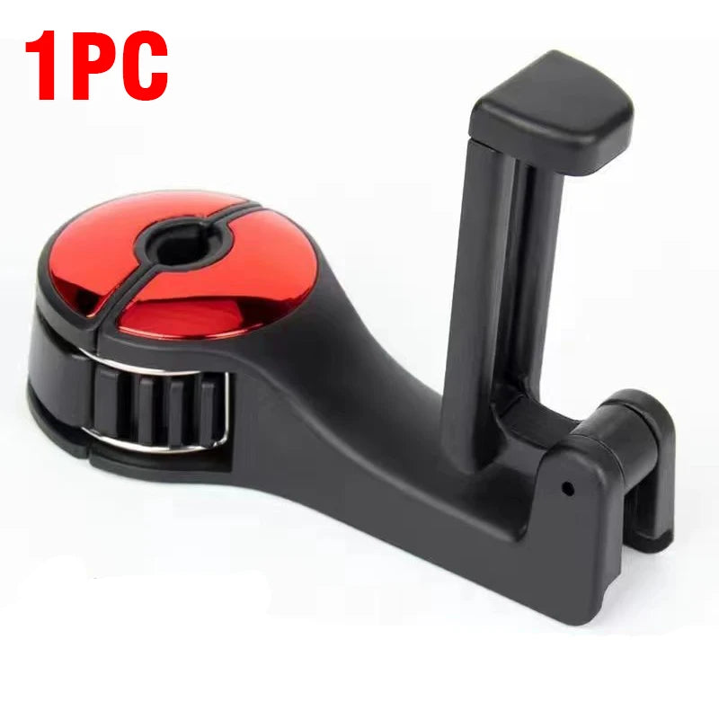1Pc Car Seat Back Hook with Phone Holder – 360° Rotating Headrest Hanger for Bags, Clothes, Umbrellas & More