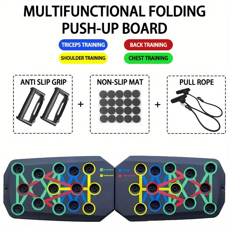 Foldable Push-Up Board System – Portable 20-in-1 Multifunctional Fitness Trainer for Chest, Arms, Back & Core Workouts