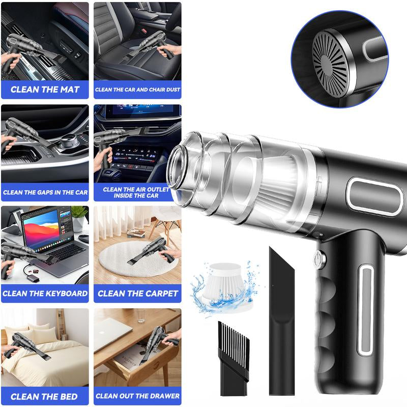 4-in-1 Wireless Handheld Car Vacuum Cleaner – High-Power Suction, Mini Portable Dust & Pet Hair Remover