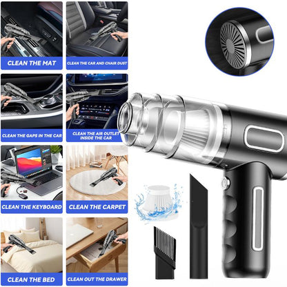 4-in-1 Wireless Handheld Car Vacuum Cleaner – High-Power Suction, Mini Portable Dust & Pet Hair Remover