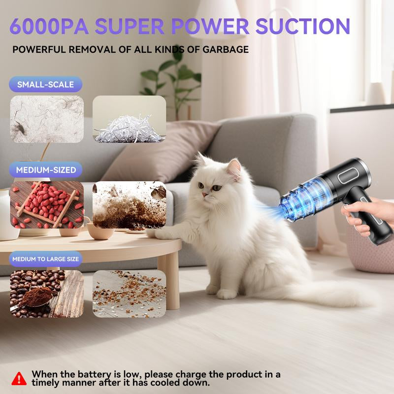 4-in-1 Wireless Handheld Car Vacuum Cleaner – High-Power Suction, Mini Portable Dust & Pet Hair Remover