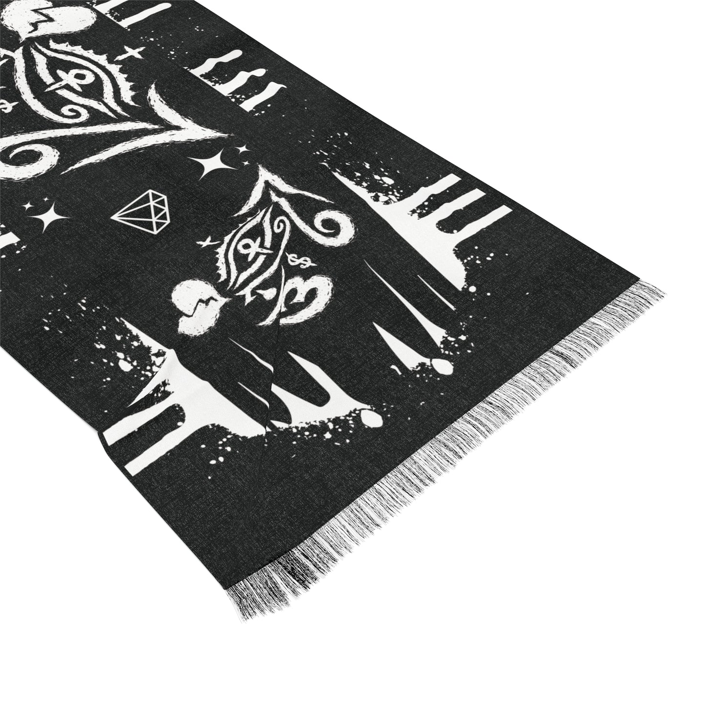 "Eye of 67" Motif Bandana Drip Strip Scarf | Black and White