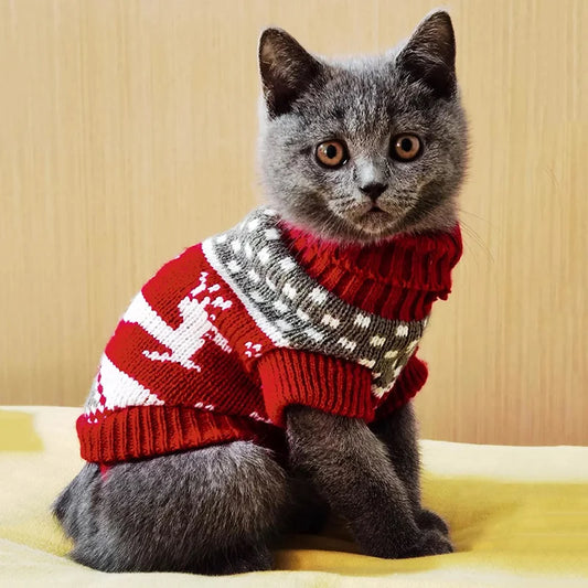 Cozy Winter Cat Sweater | Soft Knit Christmas Pullover for Cats & Kittens