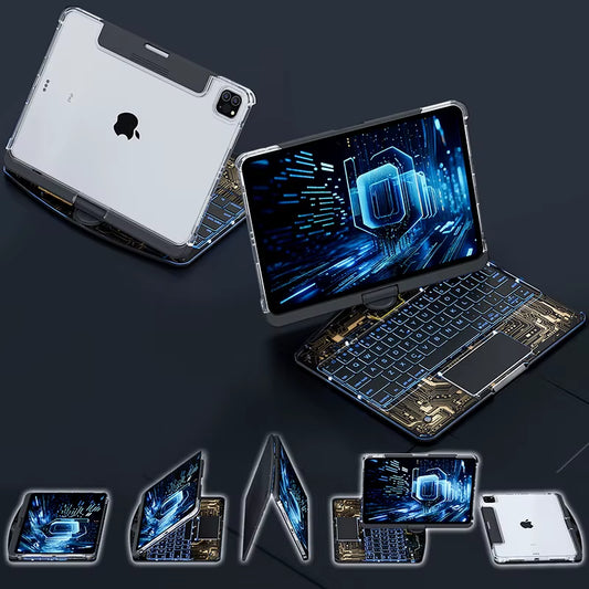 360° Swivel Keyboard Case with Trackpad for iPad Pro & Air (2024) – Clear Smart Rotating Cover