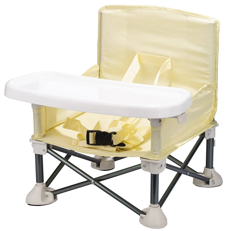 Foldable Baby Dining Chair with Tray & Safety Belt – Portable High Chair for Travel, Camping & Beach