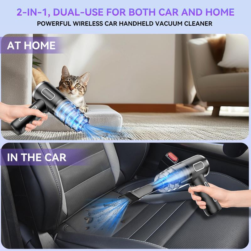 4-in-1 Wireless Handheld Car Vacuum Cleaner – High-Power Suction, Mini Portable Dust & Pet Hair Remover