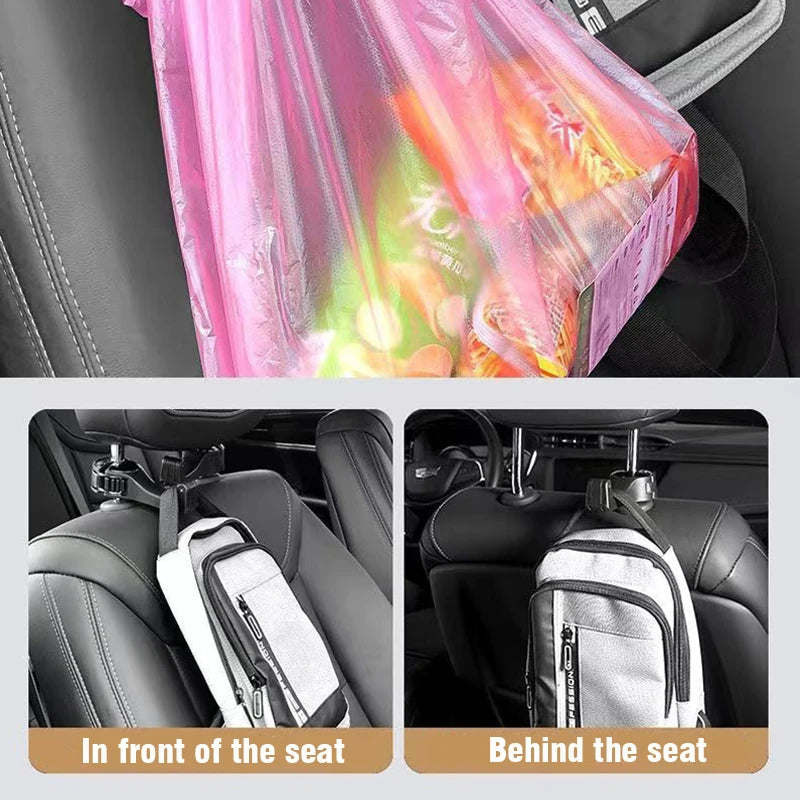 1Pc Car Seat Back Hook with Phone Holder – 360° Rotating Headrest Hanger for Bags, Clothes, Umbrellas & More